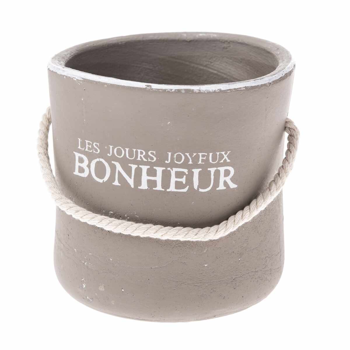 Recipient ceramic de ghiveci Bonheur, maro, 15 cm
