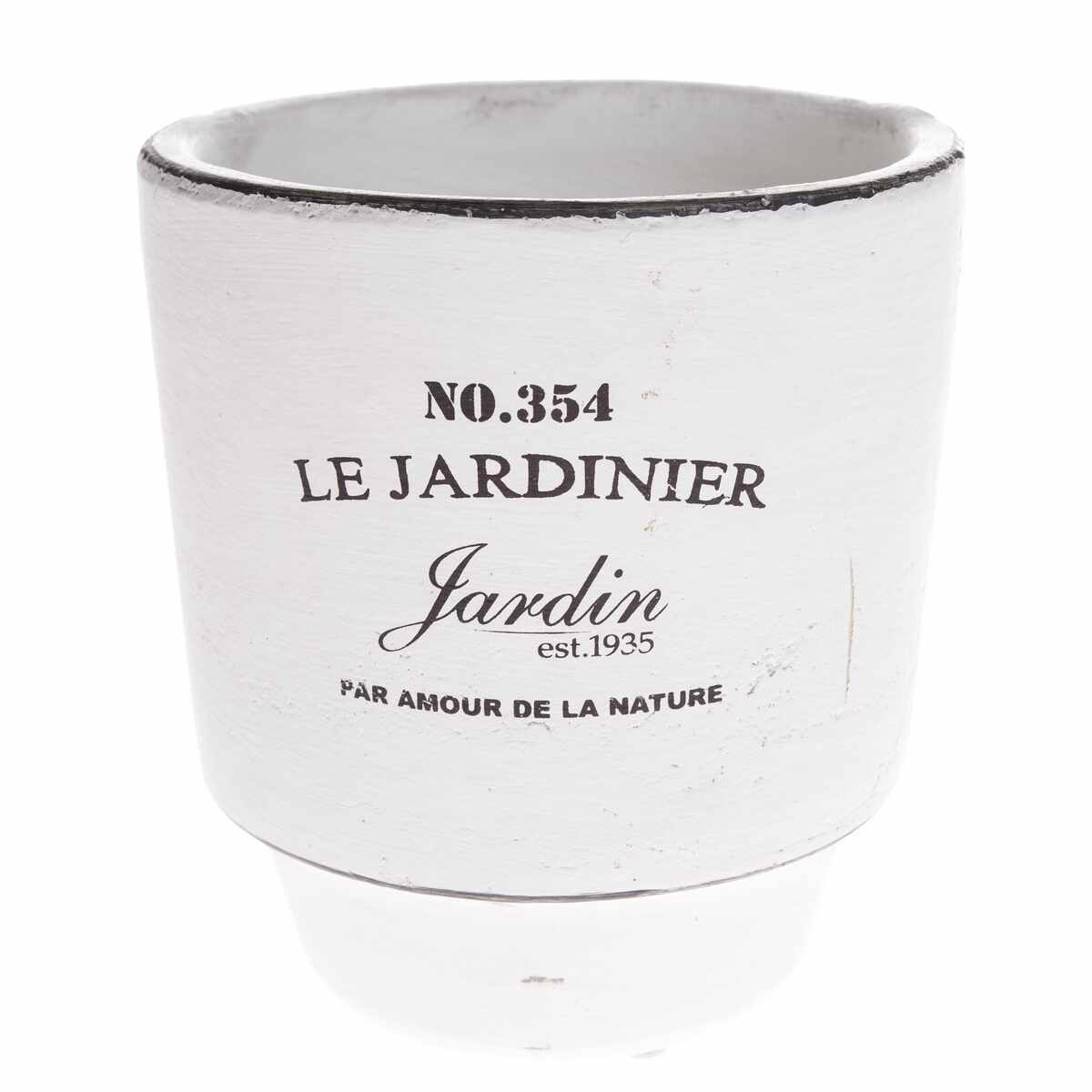 Recipient ceramic de ghiveci Le jardinier, alb, 14,5 cm