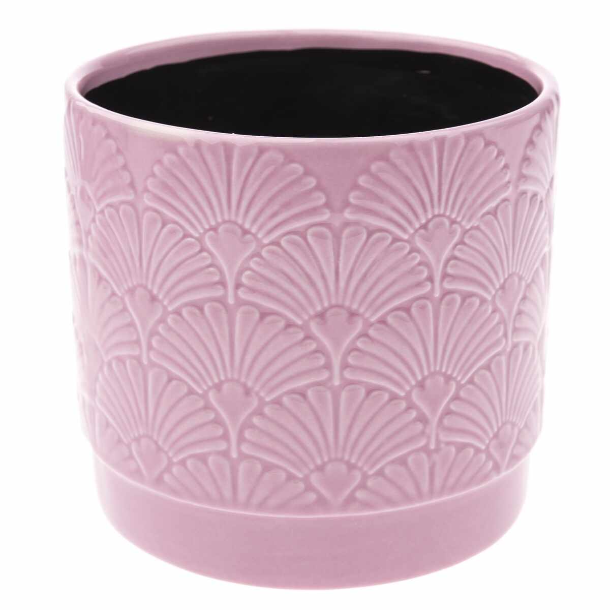 Recipient ceramic ghiveci Shells, roz, 13,5x 12,5 x 12 cm