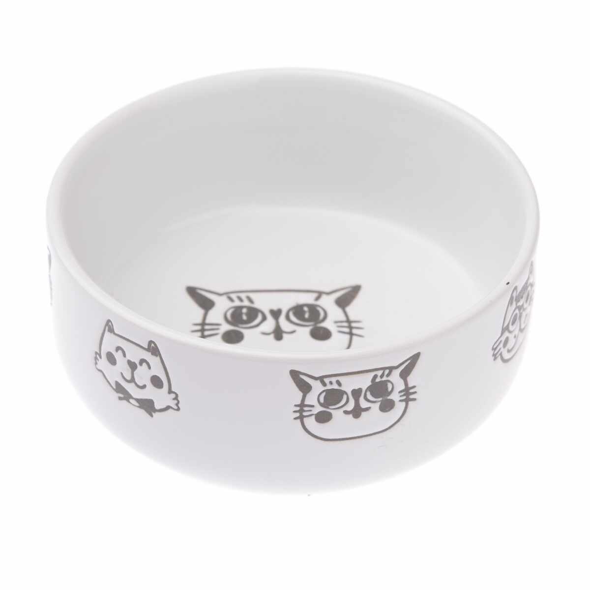 Vas ceramic pentru pisici 300 ml, alb, 12 x 4,8 cm