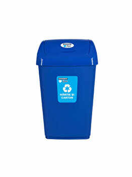 Cos gunoi cu capac batant pentru reciclare selectiva, 25 L, HR-PW-4525A, plastic, Albastru 