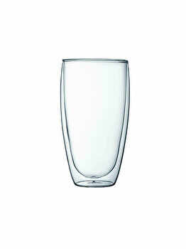 Pahar din sticla cu pereti dubli, 450 ml, Quasar, termorezistent design modern, diametru 8 x h14 cm