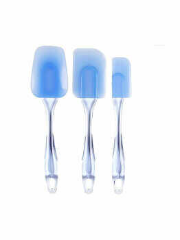 Spatule silicon, set de 3, ustensile bucatarie, 3 x spatula 23cm, 24cm, 25 cm, forme diferite, spatule din silicon termorezistent, ustensile de gatit, Maxx, bleu