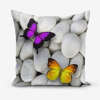Față de pernă din amestec de bumbac Minimalist Cushion Covers Double Butterfly, 45 x 45 cm