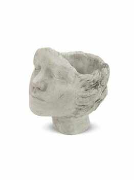 Ghiveci forma cap femeie, DecoDepot, 24x17 cm, piatra, Gri