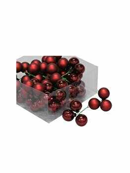 Set 72 globuri sticla, DecoDepot, rosii, 3 cm, Rosu