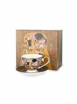 Set cana + farfurie portelan, DecoDepot, Gustav Klimt, 7 x 13 x 10 cm, Multicolor
