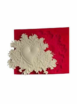 Forma din silicon Heart Big Pattern, Cesil, 32281, 12.5 x 10 cm, Rosu
