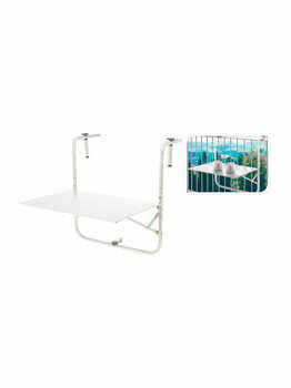 Masa metalica pentru balcon Ambiance, ajustabila, alb, 60 x 43 cm 