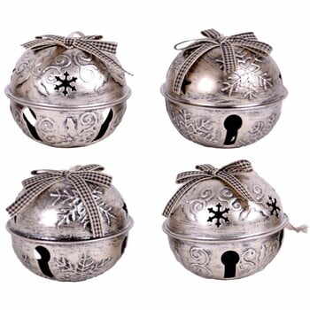 Set 4 decorațiuni de agățat - clopoței Ego Dekor, argintiu