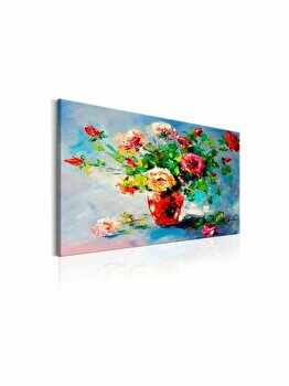 Tablou, Beautiful Roses, pictat manual, 90 x 60 cm, Multicolor