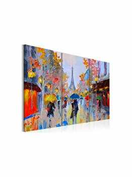 Tablou, Rainy Paris, pictat manual, 60 x 40 cm, Multicolor
