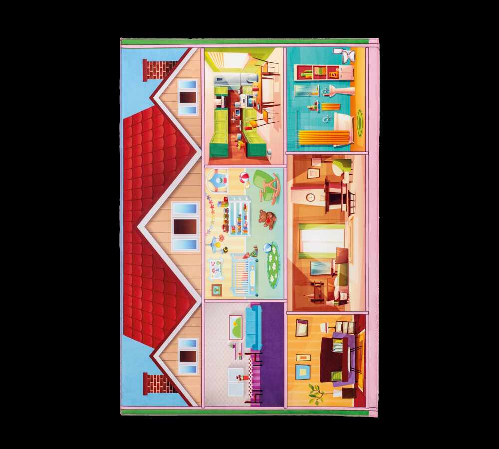 Covor pentru copii din PE Soft Play House Multicolour, 100 x 150 cm