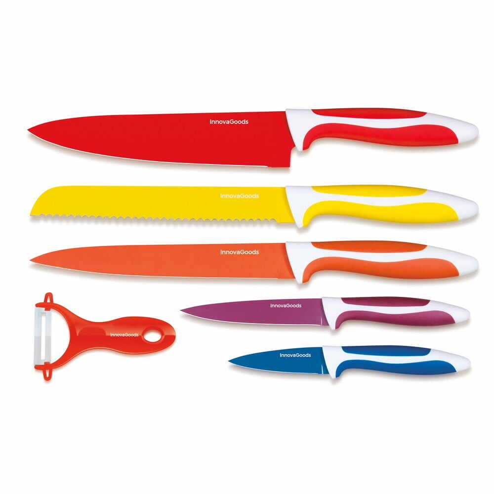 Set 5 cuțite și curățător legume din oțel inoxidabil InnovaGoods Ceramic