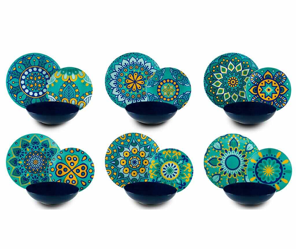 Set de masa 18 piese Mandala Mediterraneo - Excelsa, Multicolor