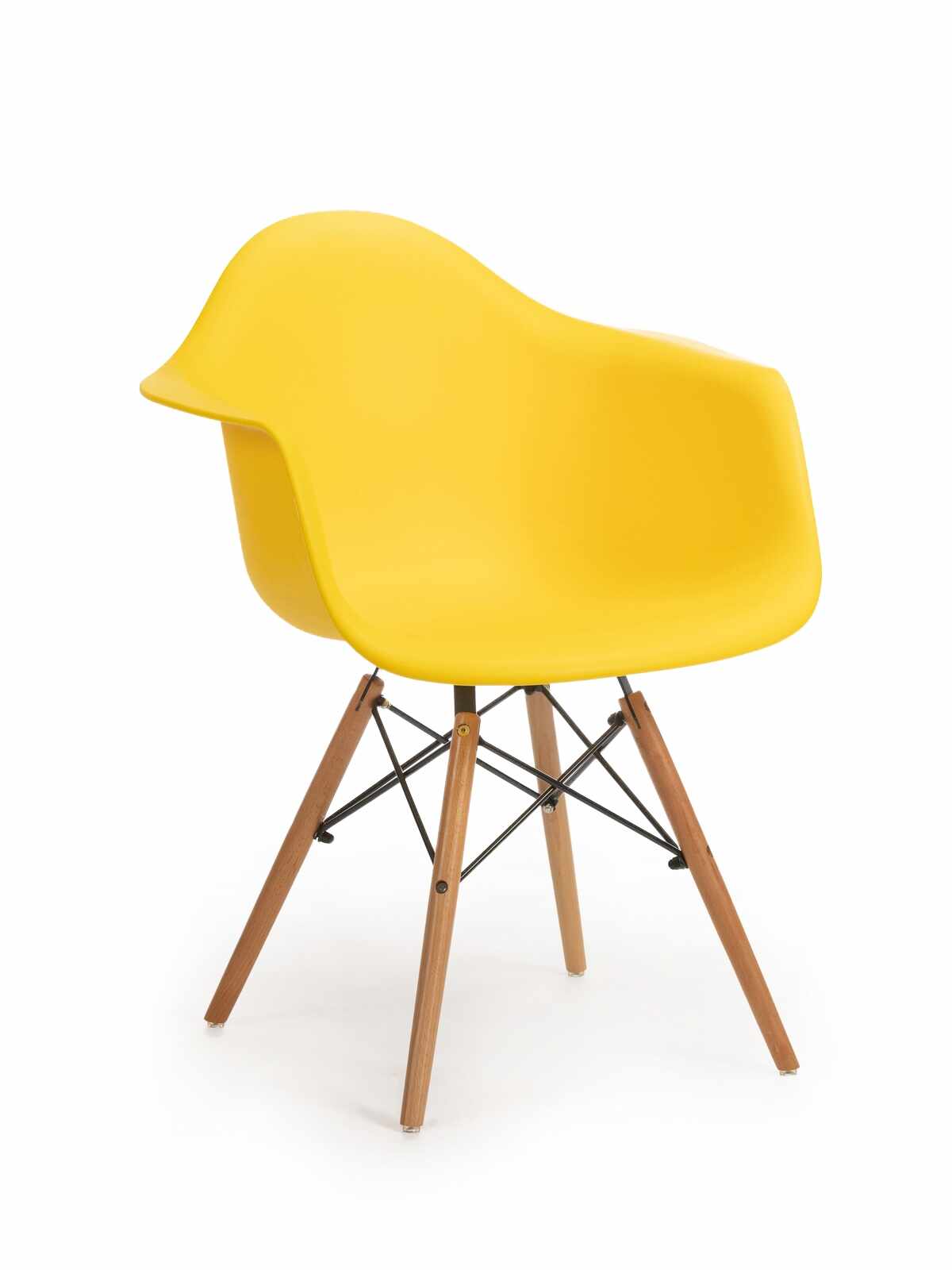 Scaun din plastic cu picioare de lemn Echo Yellow, l64xA60xH81 cm