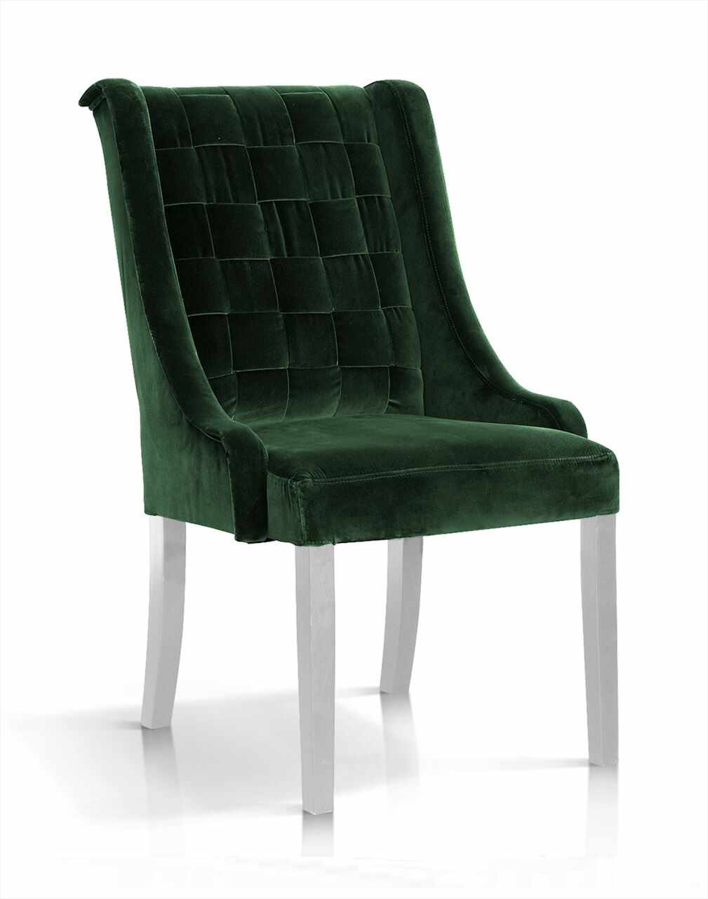 Scaun tapitat cu stofa, cu picioare din lemn Prince Velvet Verde / Alb, l55xA70xH105 cm