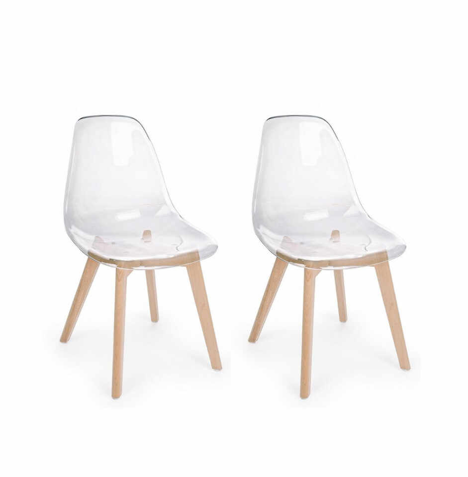 Set de 2 scaune Easy, lemn/ policarbonat, 52 x 82 x 47 cm