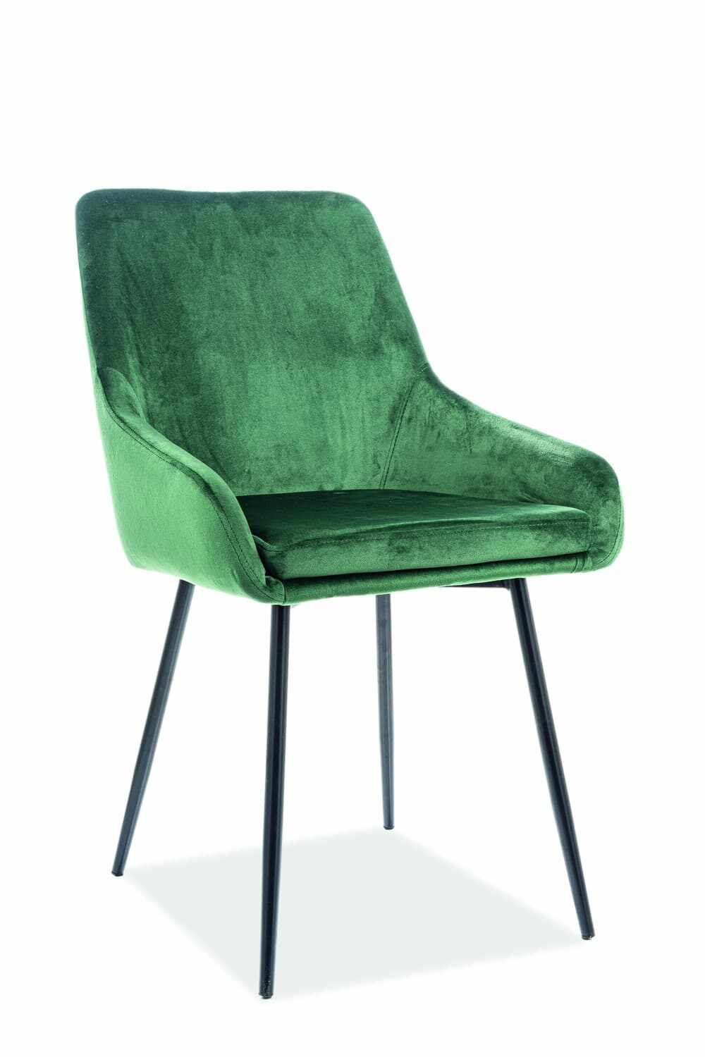 Scaun tapitat cu stofa, cu picioare metalice Albi Velvet Verde Inchis / Negru, l50xA45xH82 cm