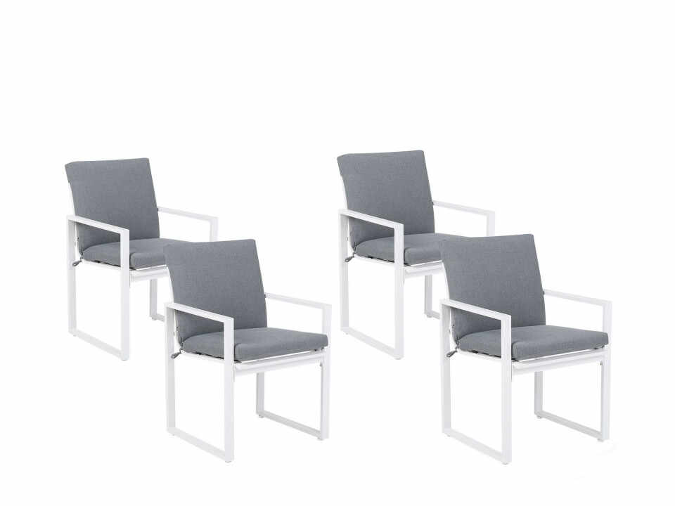 Set de 4 scaune de gradina Pancole, gri/alb, 54 x 51 x 59 cm