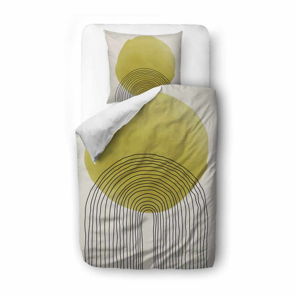 Lenjerie de pat din bumbac satinat Butter Kings Rising Sun, 135 x 200 cm, bej - galben