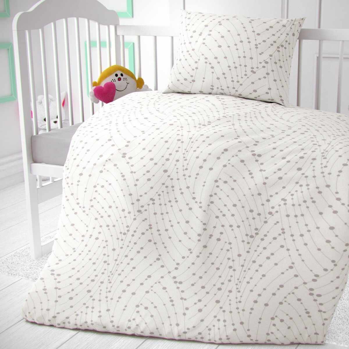 Lenjerie de pat din bumbac pentru pătuț Astra albă, 90 x 135 cm, 45 x 60 cm