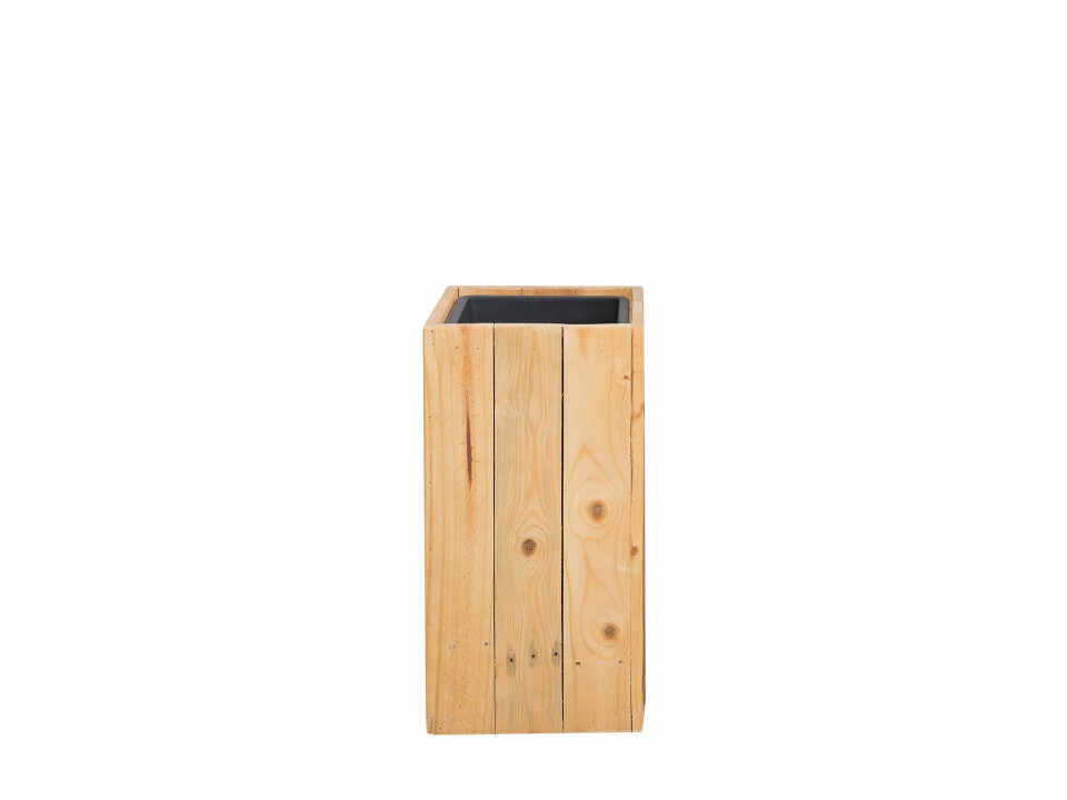 Ghiveci Sykia, lemn masiv, maro, 24 x 24 x 50 cm