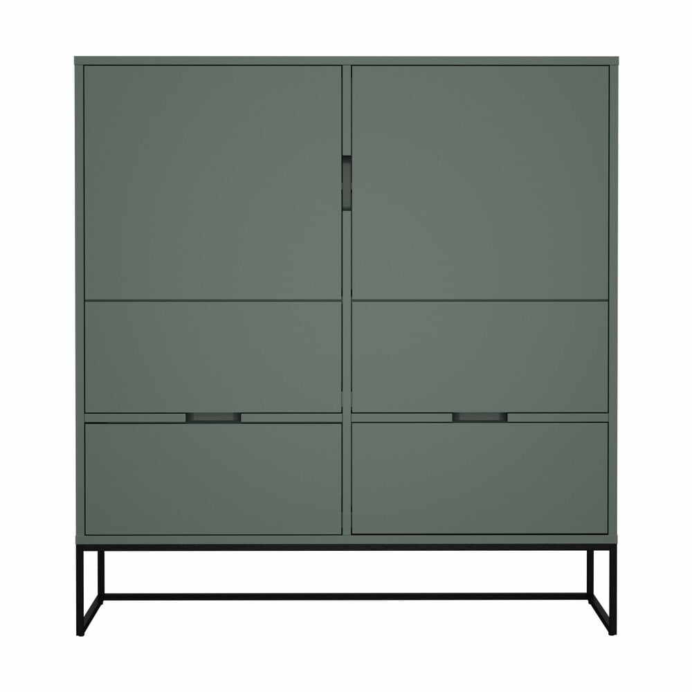 Dulap cu 2 uși și 4 sertare, MISTY Tenzo Lipp, înălțime 127 cm, verde