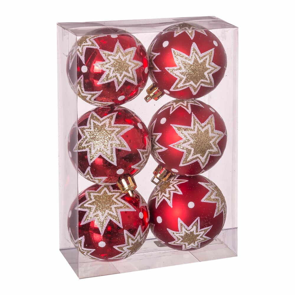 Set 6 globuri de Crăciun Unimasa Estrellas, ø 5 cm, roșu