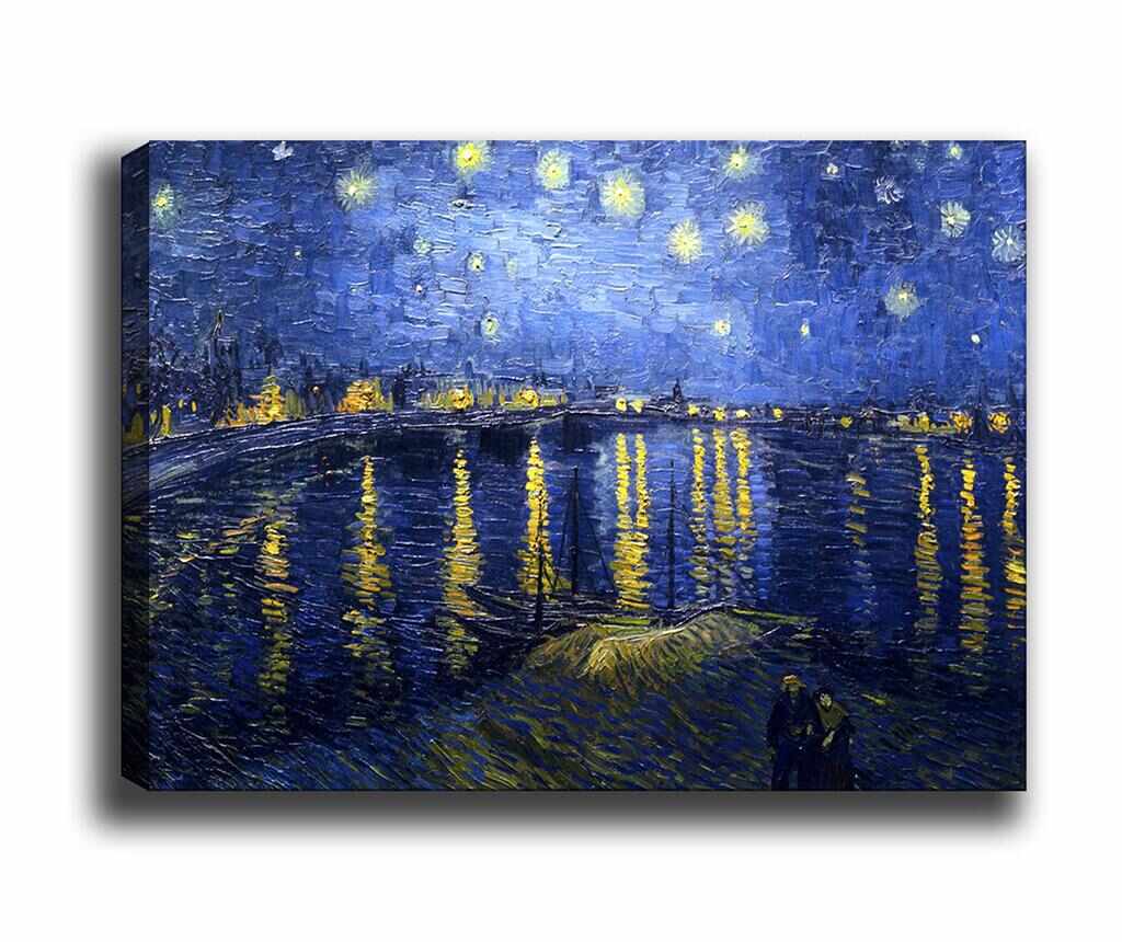 Tablou Starry Night Over the Rhone Clear 100x140 cm - Tablo Center, Multicolor