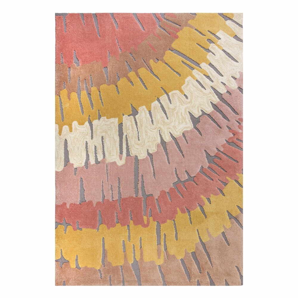 Covor Flair Rugs Woodgrain, 120x170 cm, roz-galben