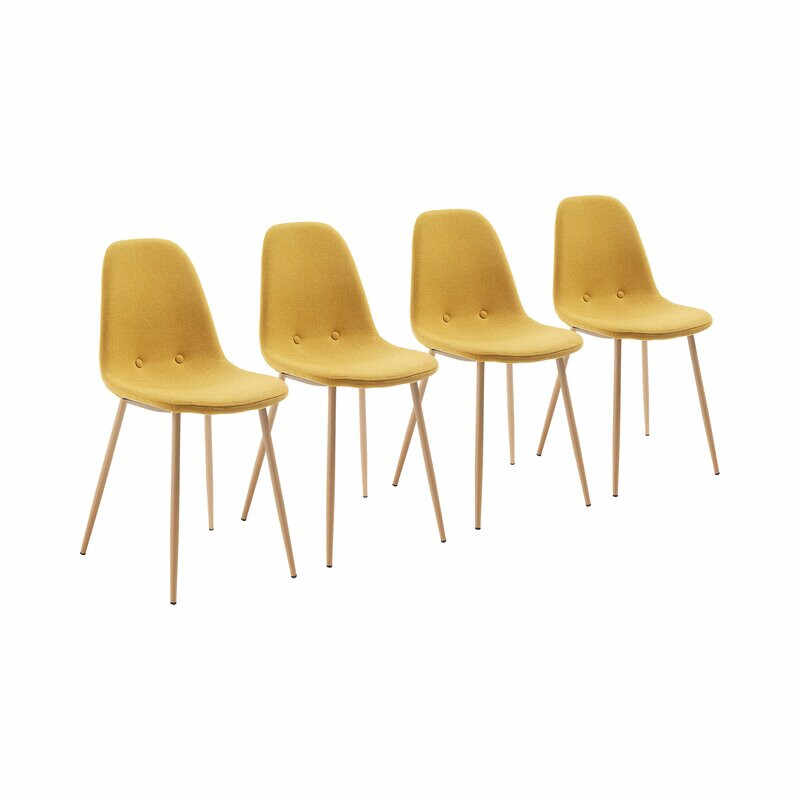 Set de 4 scaune tapitate Lamply, galben, 87 x 40 x 47 cm