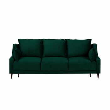 Canapea extensibilă cu 3 locuri și spațiu de depozitare Mazzini Sofas Freesia, verde