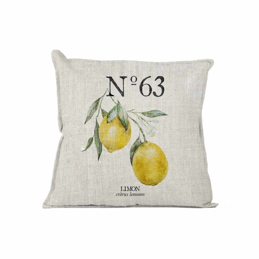 Pernă decorativă Linen Couture Lino Lemons, 45 x 45 cm, galben