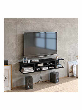 Comoda TV, Zena Home Pivot, 120 x 29.5 x 23 cm, 875ZNA3062, pal melaminat, Negru