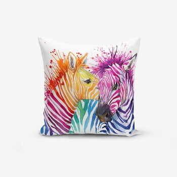 Față de pernă din amestec de bumbac Minimalist Cushion Covers Colorful Zebras Oleas, 45 x 45 cm