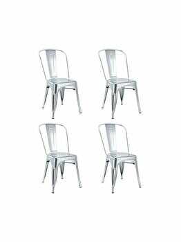 Set 4 scaune retro Heinner, 85 x 45 x 44.5 cm, metal, Argintiu