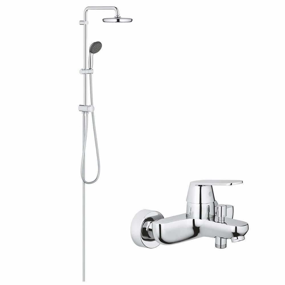 Coloana dus Grohe palarie 210 mm, crom, baterie cada/dus Grohe Cosmo (26382001,32831000)