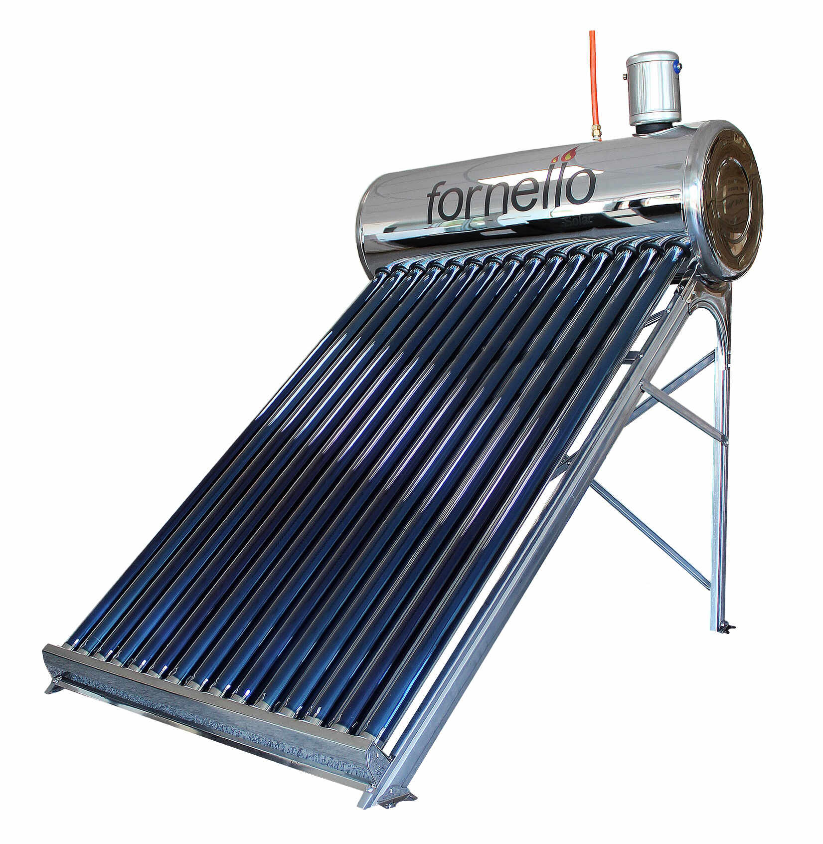 Panou solar nepresurizat Fornello pentru producere apa calda, cu rezervor inox 122 litri si 15 tuburi vidate