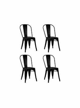 Set 4 scaune Retro Heinner, 85 x 45 x 44.5 cm, metal, Negru