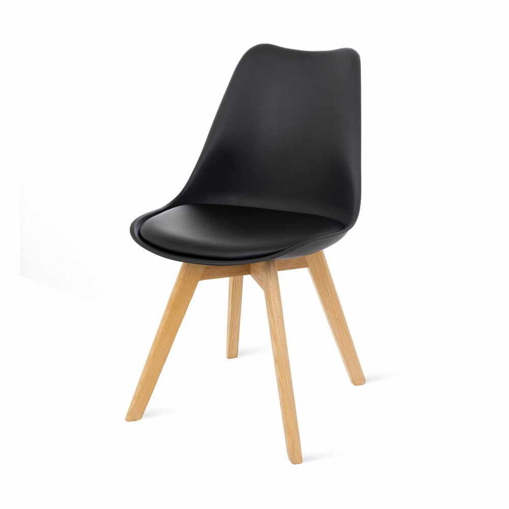 Set 2 scaune cu picioare din lemn de fag loomi.design Retro, negru