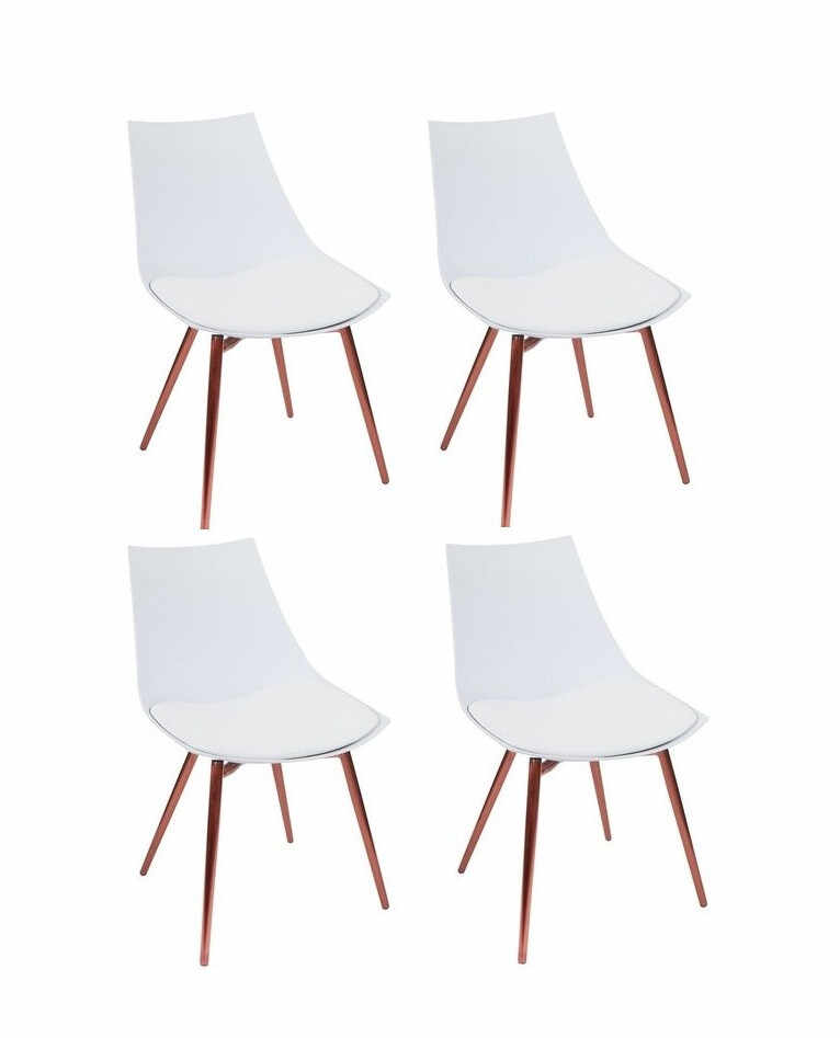 Set de 4 scaune tapitate Rico, alb/ cupru, 78 x 47 x 56 cm