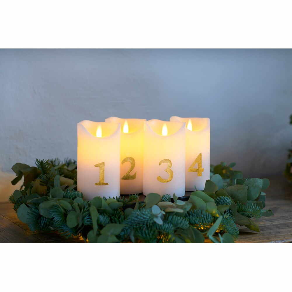 Set 4 decorațiuni cu lumini LED Sirius Sara Gold, înălțime 13 cm