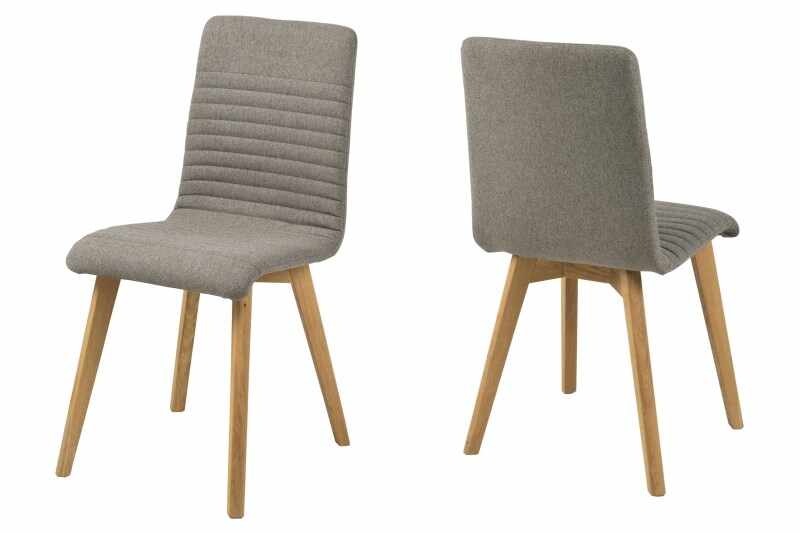 Set 2 scaune tapitate cu stofa si picioare din lemn Arosa Gri deschis / Stejar, l42xA43xH90 cm