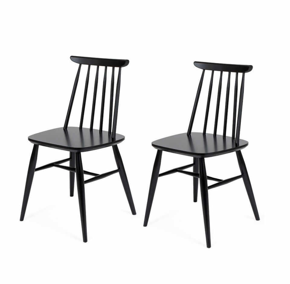 Set de 2 scaune Ascella, lemn masiv, negru, 81 x 42,5 x 45 cm