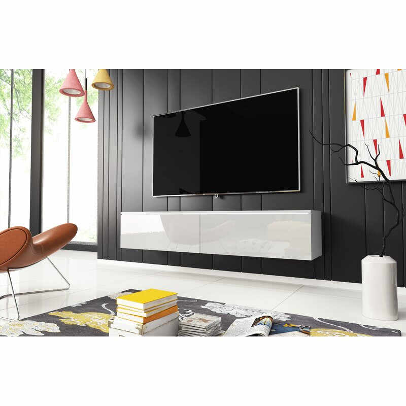 Comoda TV Mccallie, alb, 140 x 30 x 32 cm