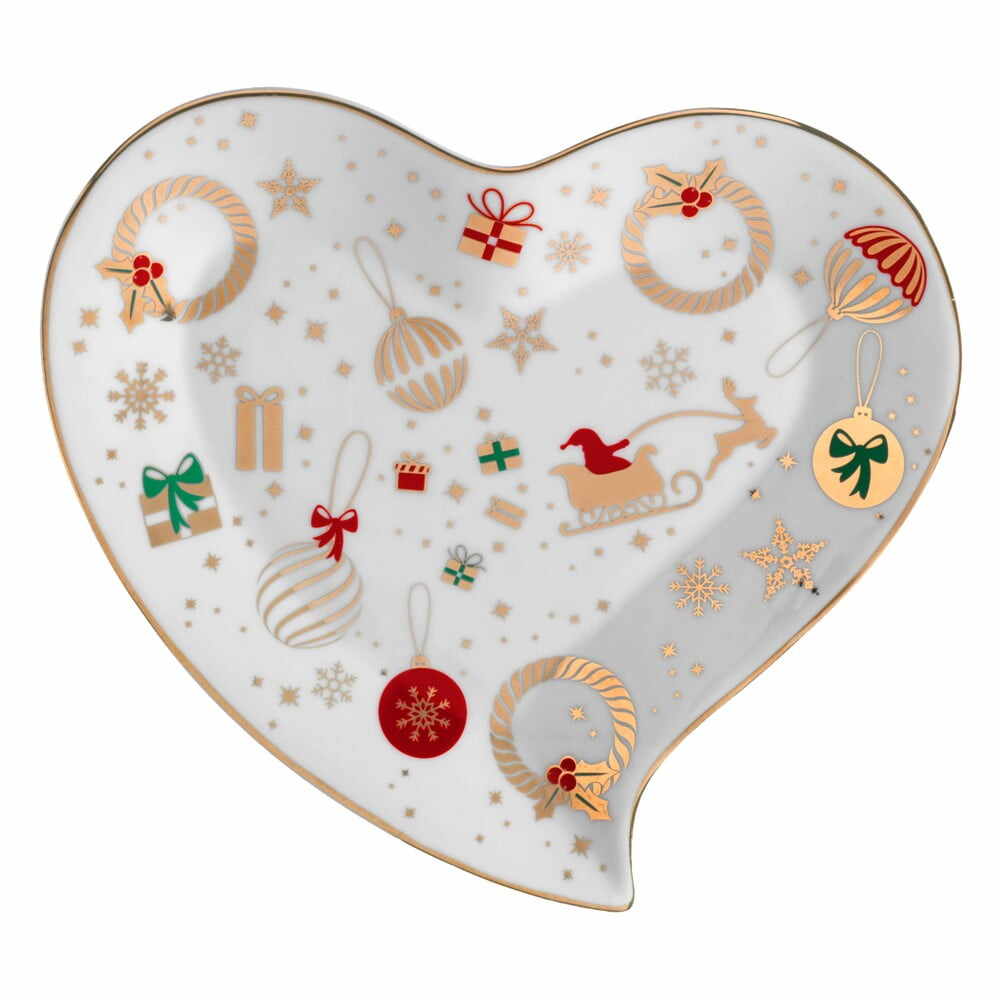 Platou servire din porțelan în formă de inimă Brandani Alleluia, lungime 20 cm
