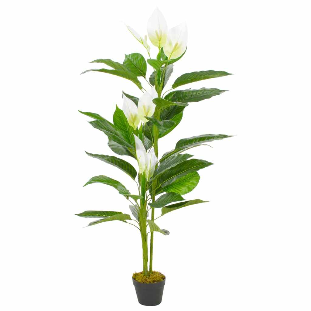 vidaXL Plantă artificială Anthurium cu ghiveci, alb, 155 cm