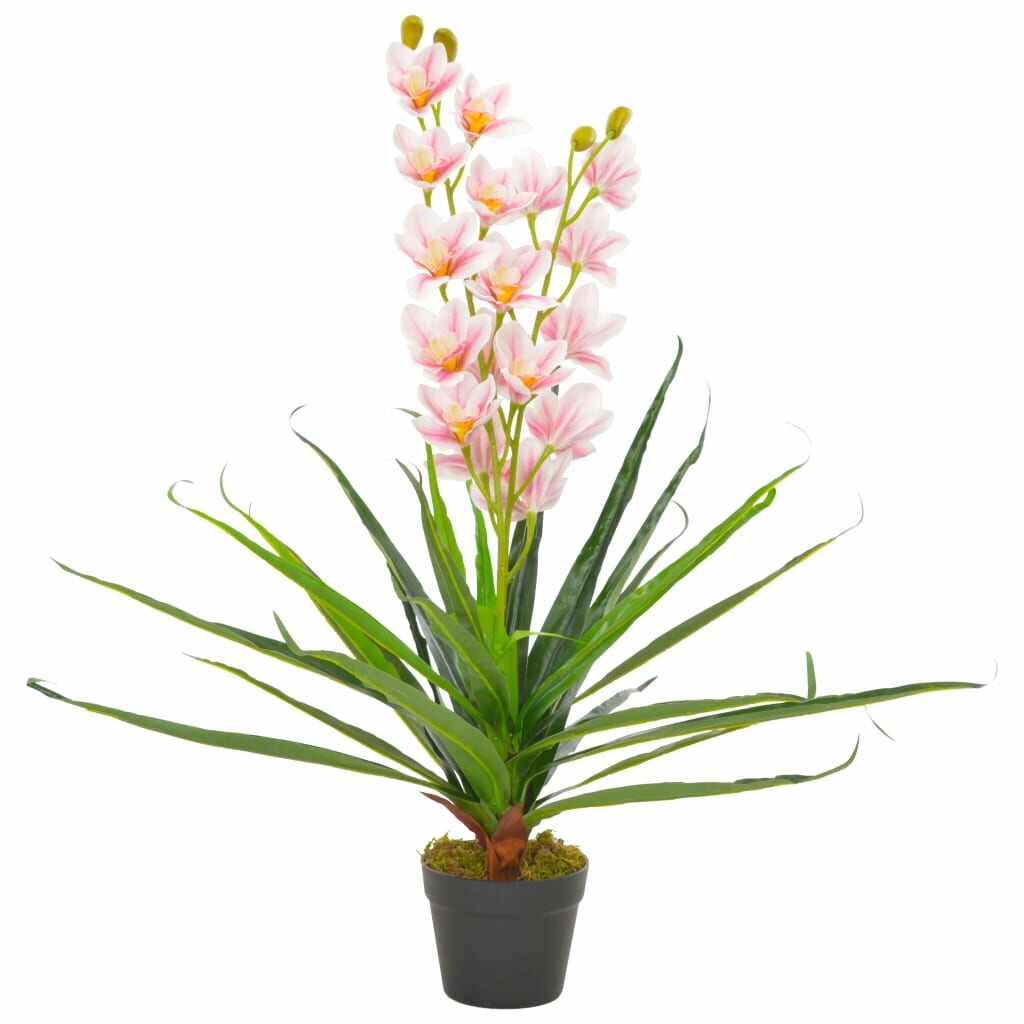 vidaXL Plantă artificială orhidee cu ghiveci, roz, 90 cm