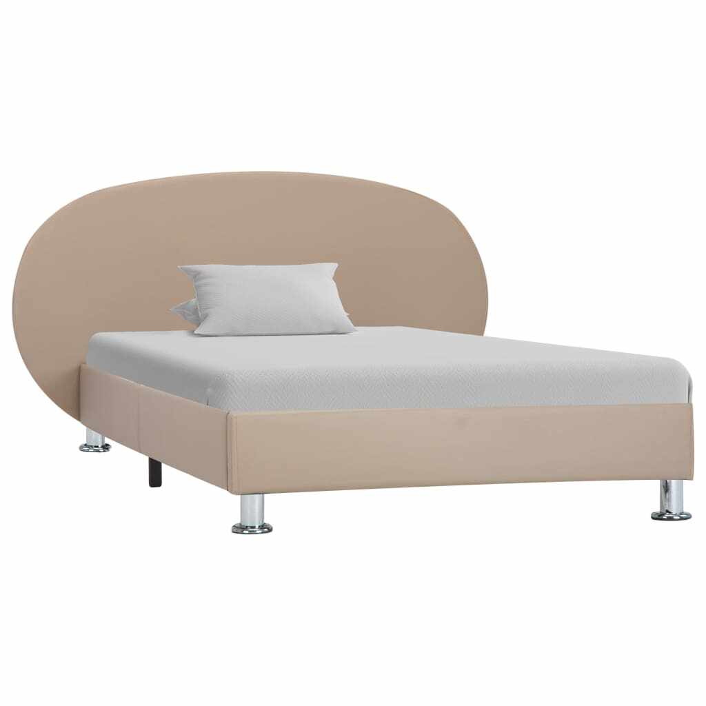 vidaXL Cadru de pat, cappuccino, 90 x 200 cm, piele ecologică 